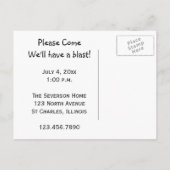 Vuurwerk 4e juli Briefkaart van uitnodiging van pa (Achterkant)