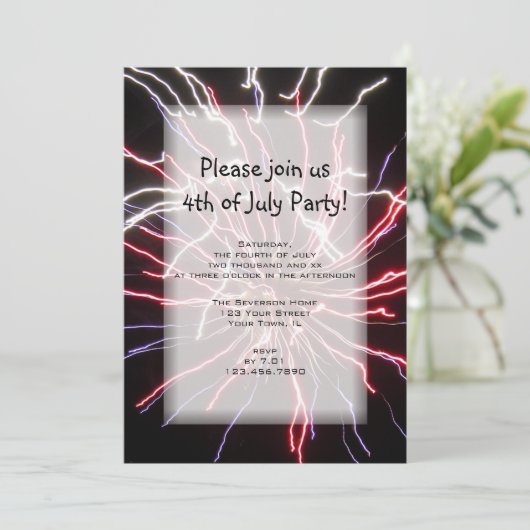 Vuurwerk 4e juli kaart (Staand voorkant)