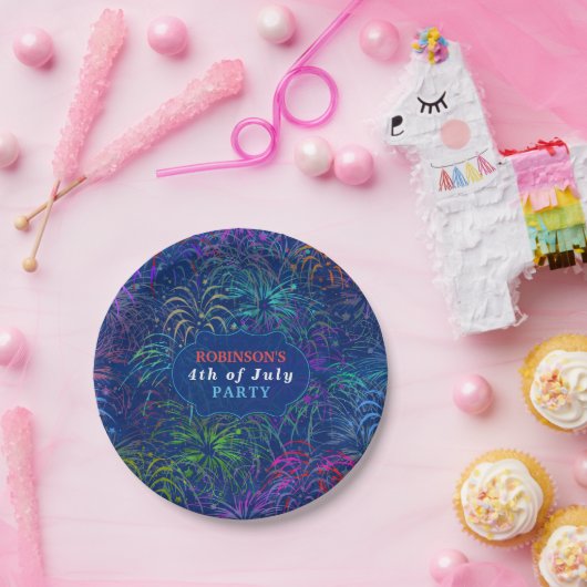 Vuurwerk 4e juli | Persoonlijke zomer Papieren Bordje (Feest)