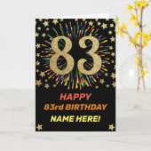 Vuurwerk 83e verjaardag kleurrijk regenbooggoud kaart (Gele Bloem)