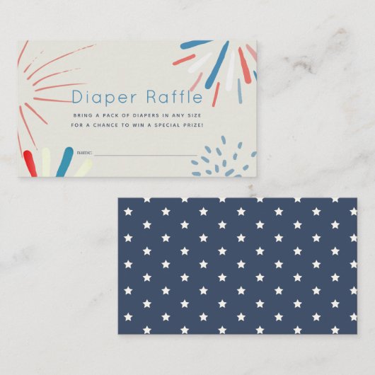 Vuurwerk Baby shower Diaper Raffle Ticket Informatiekaartje (Voorkant / Achterkant)
