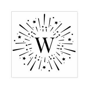 Vuurwerk barst centrum enkele initiële monogram #2  zelfinktende stempel
