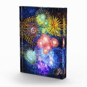 Vuurwerk Barst Kleur Illustratie Acryl Blok