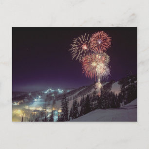 Vuurwerk bij Big Mountain Resort in Whitefish, Briefkaart