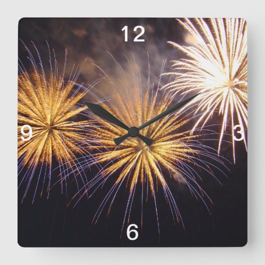 Vuurwerk bij feestvieren vierkante klok (Voorkant)