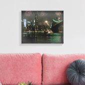 Vuurwerk boven de Brooklyn Bridge Canvas Afdruk (Insitu (Woonkamer))