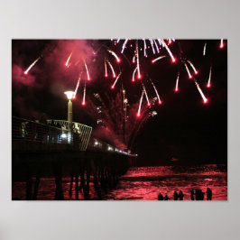 Vuurwerk boven het water poster