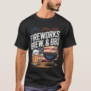 Vuurwerk, brouwen en BBQ Patriottische 4th of Ju T-shirt