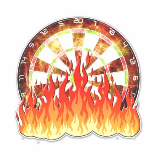 Vuurwerk Dartbord Vlammen Kunst Sticker (Voorkant)