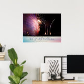 Vuurwerk dat de spieren bedekt poster (Thuiskantoor)