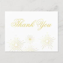 Vuurwerk Elegant Goud Schrift Bedankt Briefkaart 