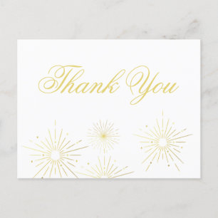 Vuurwerk Elegant Goud Schrift Bedankt Briefkaart