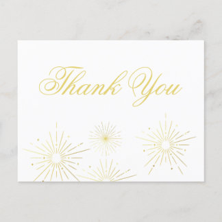 Vuurwerk Elegant Goud Schrift Bedankt Briefkaart 