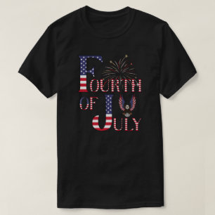 Vuurwerk en Amerikaanse Zeearend Vier Juli T-shirt
