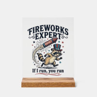 Vuurwerk Expert Wasbeer Vintage Vierde Juli Shirt