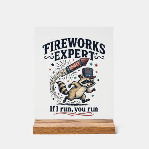 Vuurwerk Expert Wasbeer Vintage Vierde Juli Shirt Acryl Bord