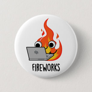 Vuurwerk Funny Fire Flame Pun Ronde Button 5,7 Cm