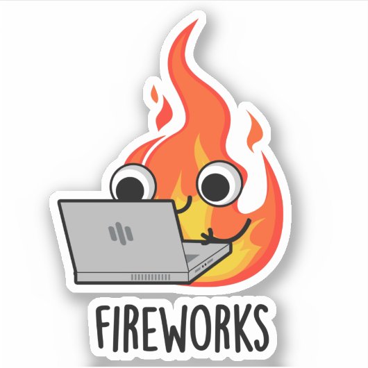 Vuurwerk Funny Fire Flame Pun Sticker (Voorkant)