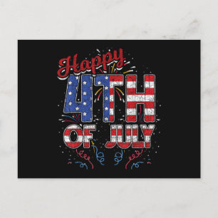 Vuurwerk Gelukkig 4 juli Amerikaanse vlag Amerikaa Feestdagenkaart