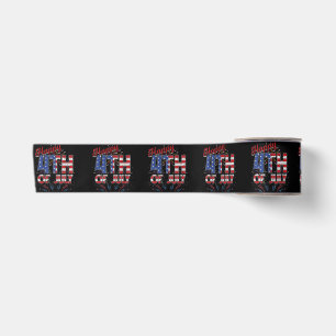 Vuurwerk Gelukkig 4 juli Amerikaanse vlag Amerikaa Lint