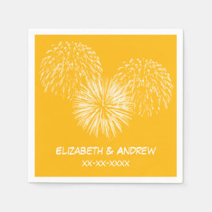Vuurwerk, Goldenrod Achtergrond, Naam Monogram Servetten