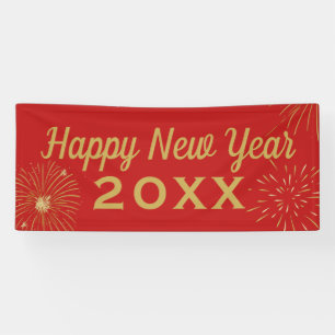 Vuurwerk Goud Rood Chinees Nieuwjaar 2027 Feest Spandoek