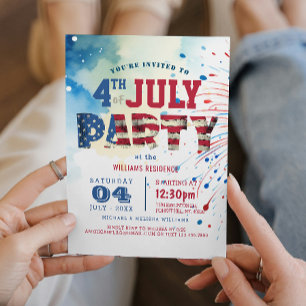 Vuurwerk I Elegant Fourth of July Party Kaart