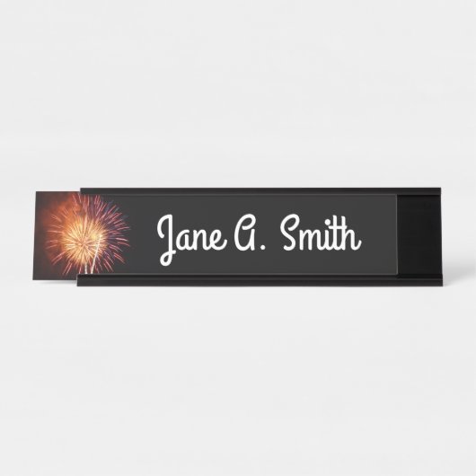 Vuurwerk I rood, wit en blauw Bureau Naambordje (Voorkant)