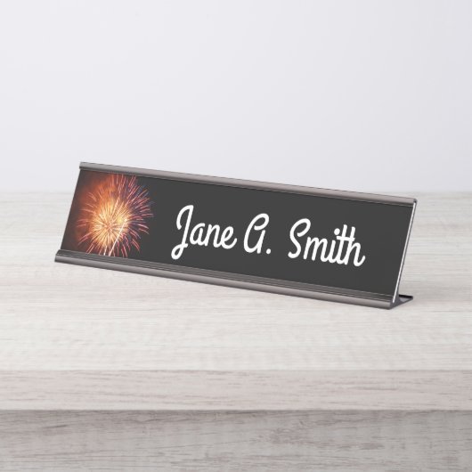 Vuurwerk I rood, wit en blauw Bureau Naambordje (Voorkant)