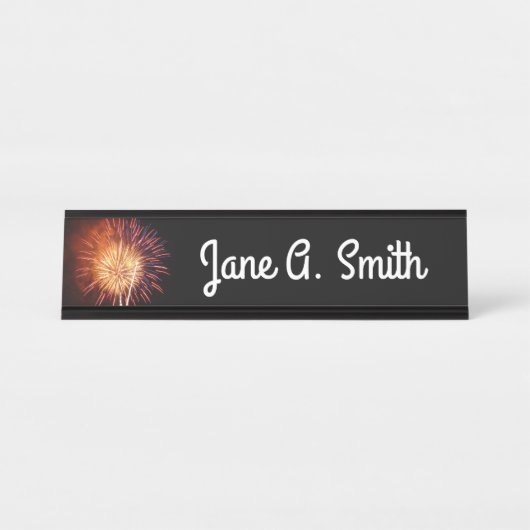 Vuurwerk I rood, wit en blauw Bureau Naambordje (Voorkant)