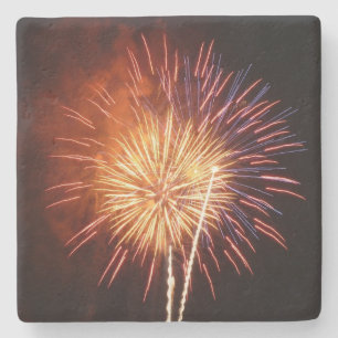 Vuurwerk I rood, wit en blauw Stenen Onderzetter