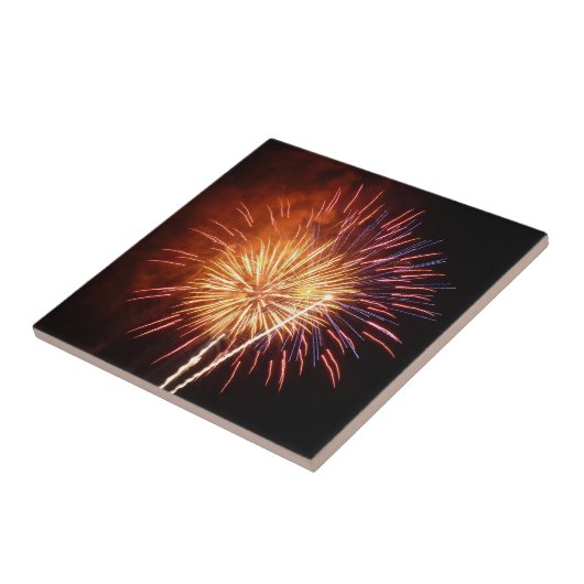 Vuurwerk I rood, wit en blauw Tegeltje (Zijkant)