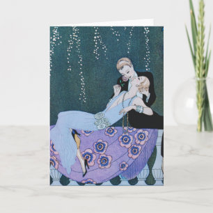 Vuurwerk in het Wenskaart van het Art deco van Kaart