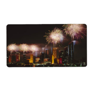 Vuurwerk in Houston Texas Etiket