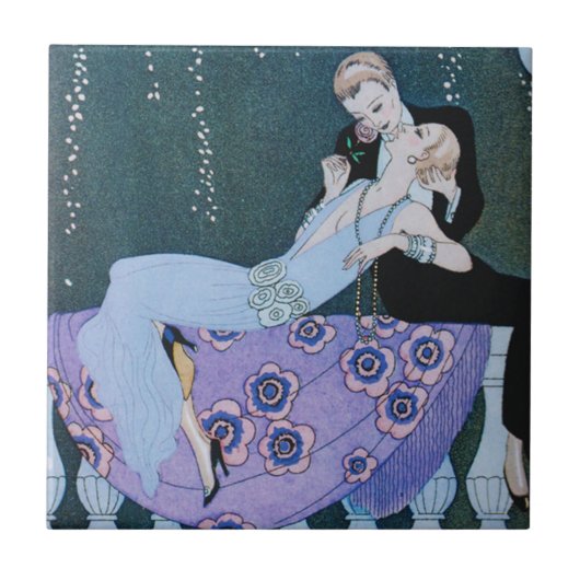 Vuurwerk in Parijs Art Deco Tile Tegeltje (Voorkant)