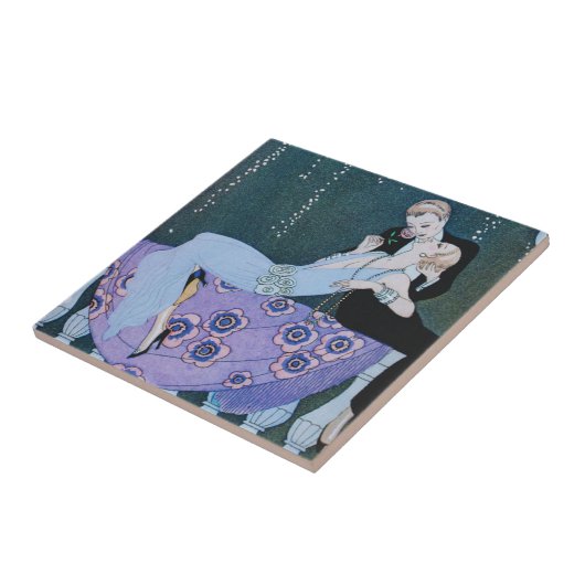 Vuurwerk in Parijs Art Deco Tile Tegeltje (Zijkant)