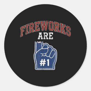 Vuurwerk is nummer 1 Schuim Vinger 4 juli Ronde Sticker