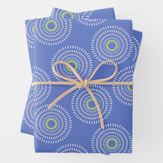 Vuurwerk Japans Blauw Inpakpapier Vel (In situ)