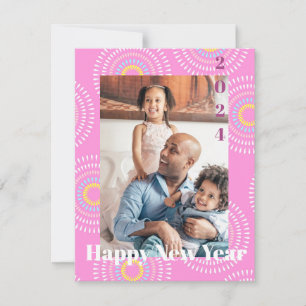 Vuurwerk Japans Roze Notitiekaartje