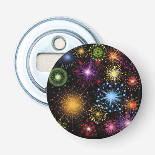 Vuurwerk Kleurrijke dynamische sprankelende Decor Button Flesopener (Voorkant)