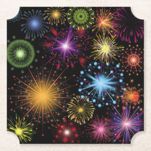 Vuurwerk Kleurrijke dynamische sprankelende Decor Kartonnen Onderzetters