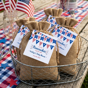 Vuurwerk Komt Er Aan! 4 juli baby shower Bedankjes Labels