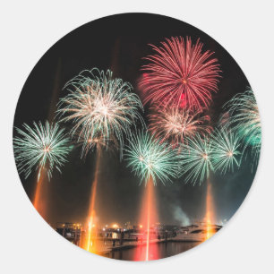Vuurwerk... Laten we vieren Ronde Sticker