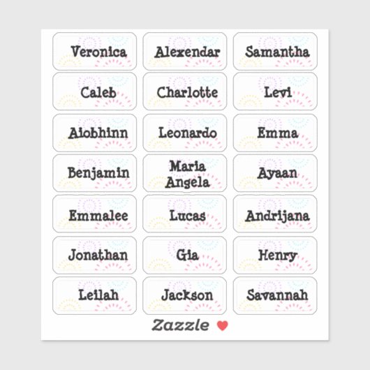 Vuurwerk Meerdere naamstickers Sticker (Vel)