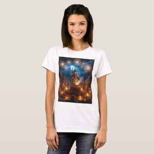 Vuurwerk met een standbeeld van de Godheid T-shirt