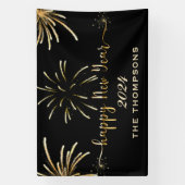 Vuurwerk Nieuwjaar Zwart en Goud Spandoek (Verticaal)