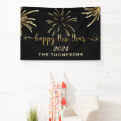 Vuurwerk Nieuwjaar Zwart en Goud Spandoek (Insitu)