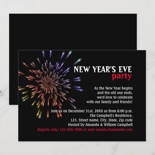 Vuurwerk nieuwjaarsfeest kaart (Voorkant / Achterkant)