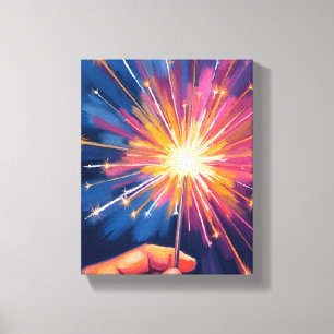 Vuurwerk Nieuwjaarsviering Aquarel Canvas Afdruk