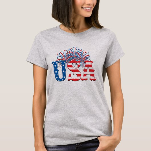 Vuurwerk, Onafhankelijkheidsdag, Patriottisch T-shirt (Voorkant)